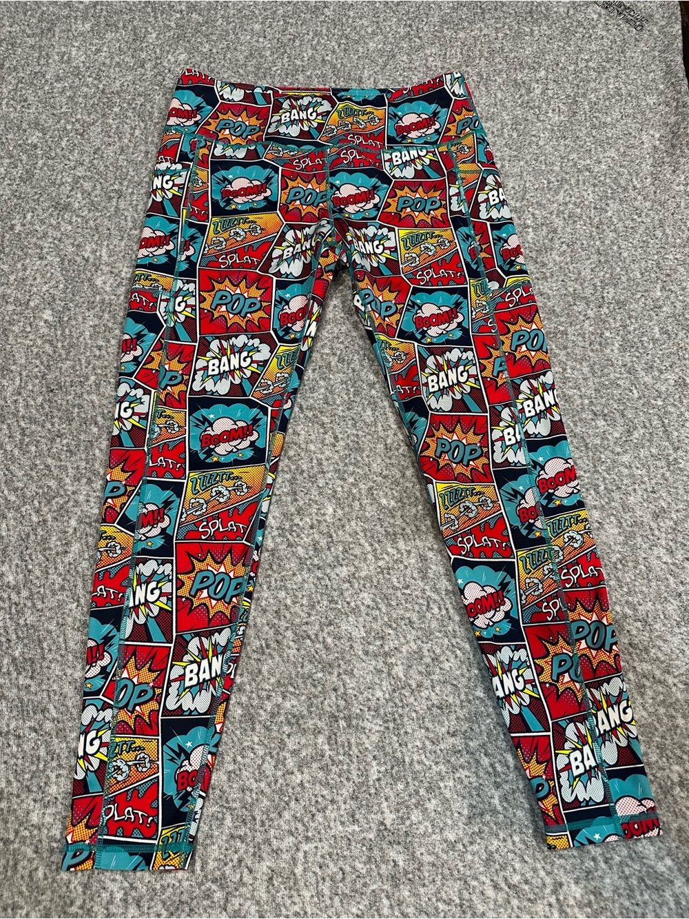 CVG Women’s Comic Pop Graphic Leggings - Red, Blue & Yellow Sz XL EUC